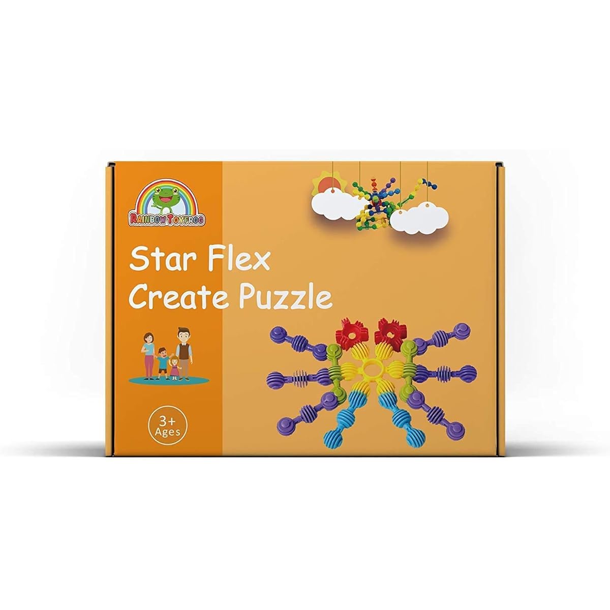 Star Flex Create Puzzle and Sunflower Blocks Interlocking Play Set for Kids Educational Alternative to Building Blocks -A Great STEM Toy -Safe Kids Material(with Storage Bag)