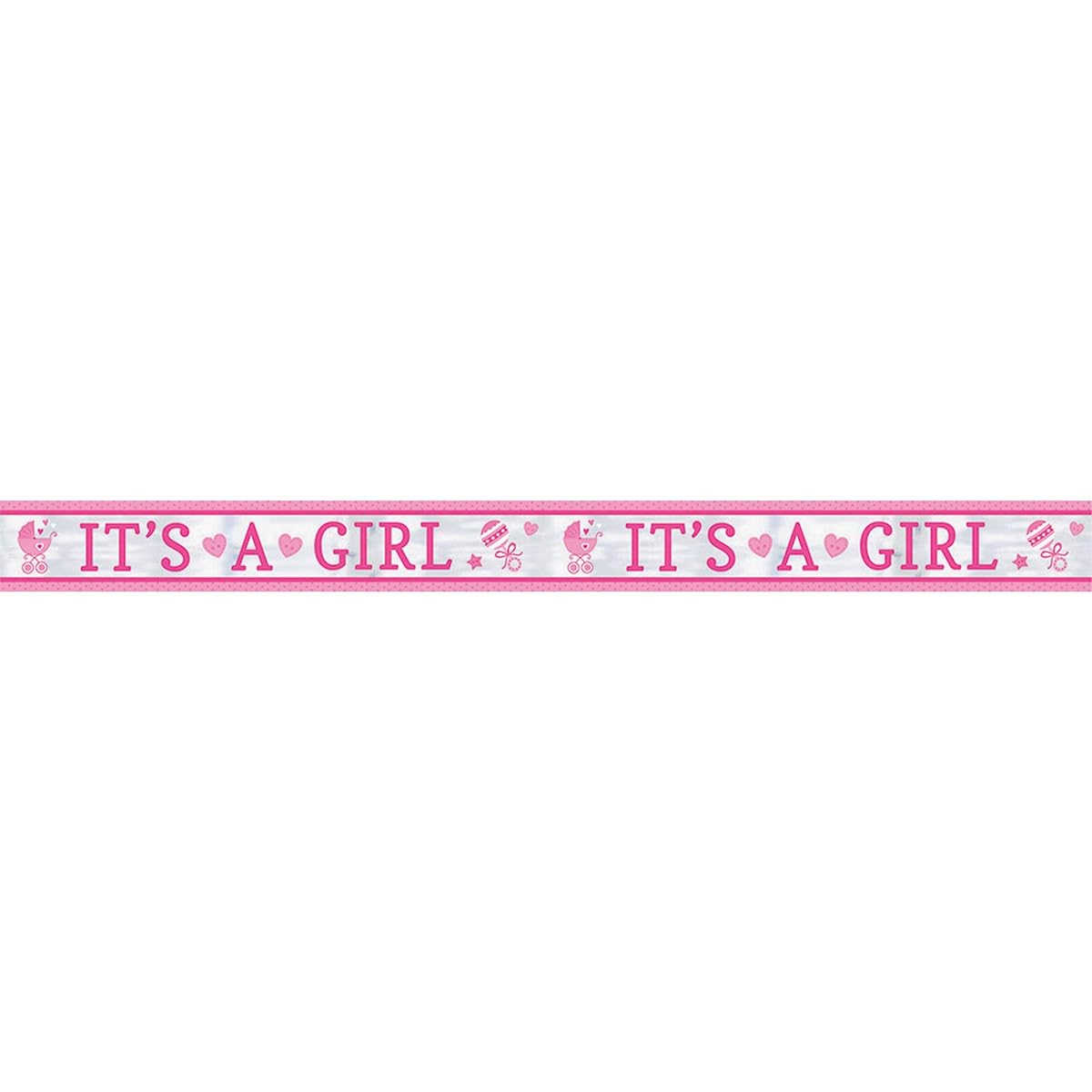 7.6m New Pink IT'S A GIRL Baby Shower Party Shimmer Foil Banner Decoration