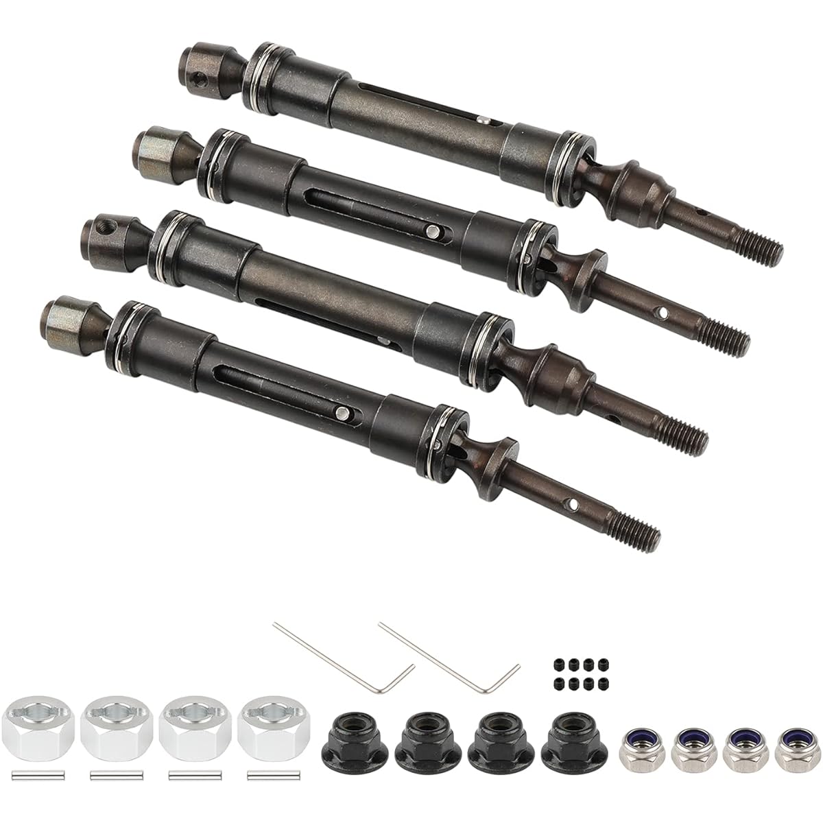 Newzoll 1/10 RC Car Metal Front & Rear Drive Shaft Transmission Axle Upgrade Parts for TRAXXAS Slash CVD HQ727 Short Truck 4 Pack