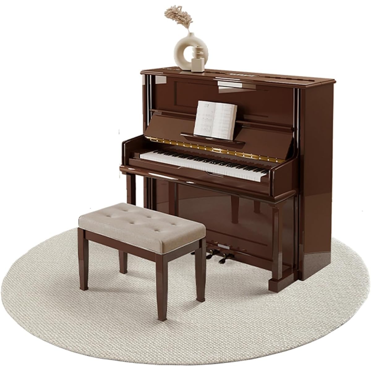 Piano soundproofing carpet, round mat, electronic piano dedicated mat, desk mat, plain, wool, round, rug, round, floor sheet, soft, easy to clean, light, dent prevention, scratch prevention, dust mite prevention, hand washable, Nordic style, drum, 140cm