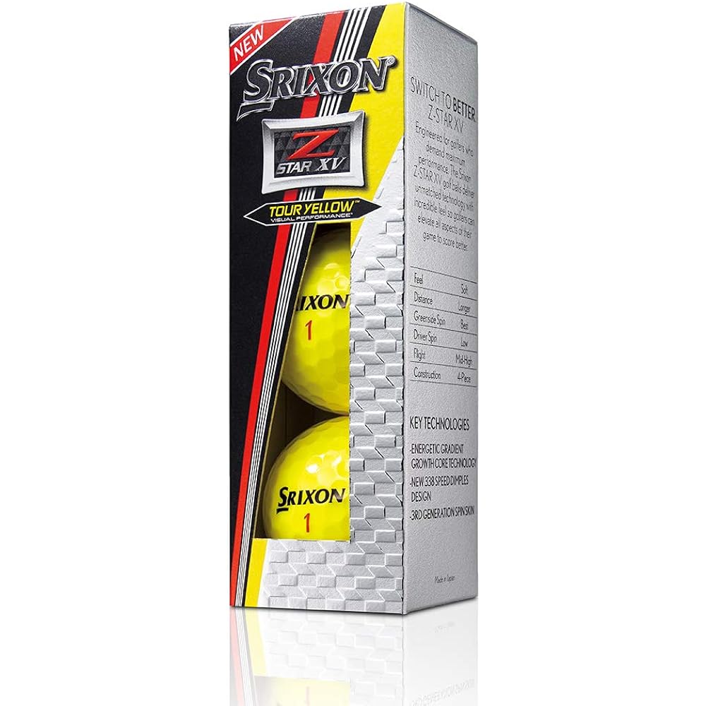 SRIXON Golf Ball Z-Star XV Z-Star XV Golf Ball 2017 Model 4 Piece Construction Parallel Import Product (1 Dozen) Yellow