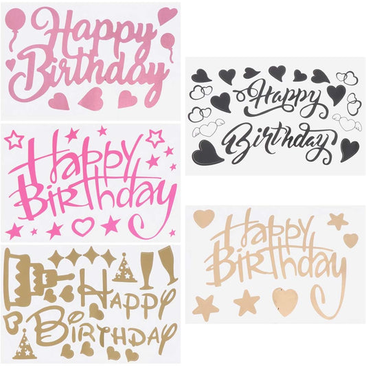 Amosfun Sticker Birthday Happy Sticker Balloon Hippie Letter Balloon (Random Color) - 5 Cupcake Kids Stickers Durable Happy Birthday Party Supply Decal Paste Balloon