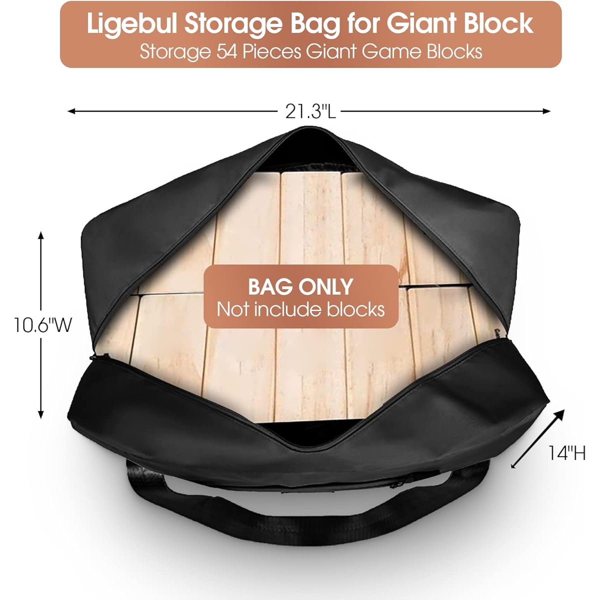 Ligebul Storage Bag for Giant Tumble Tower Game Blocks Large Tumble Timber Replacement Bag Only 54 Pieces