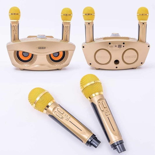 SDRD Karaoke Bluetooth 2 Microphones Karaoke Microphone for Home Use Home KTV Wireless Microphone System 2 Handheld Microphones for Kids (Gold)
