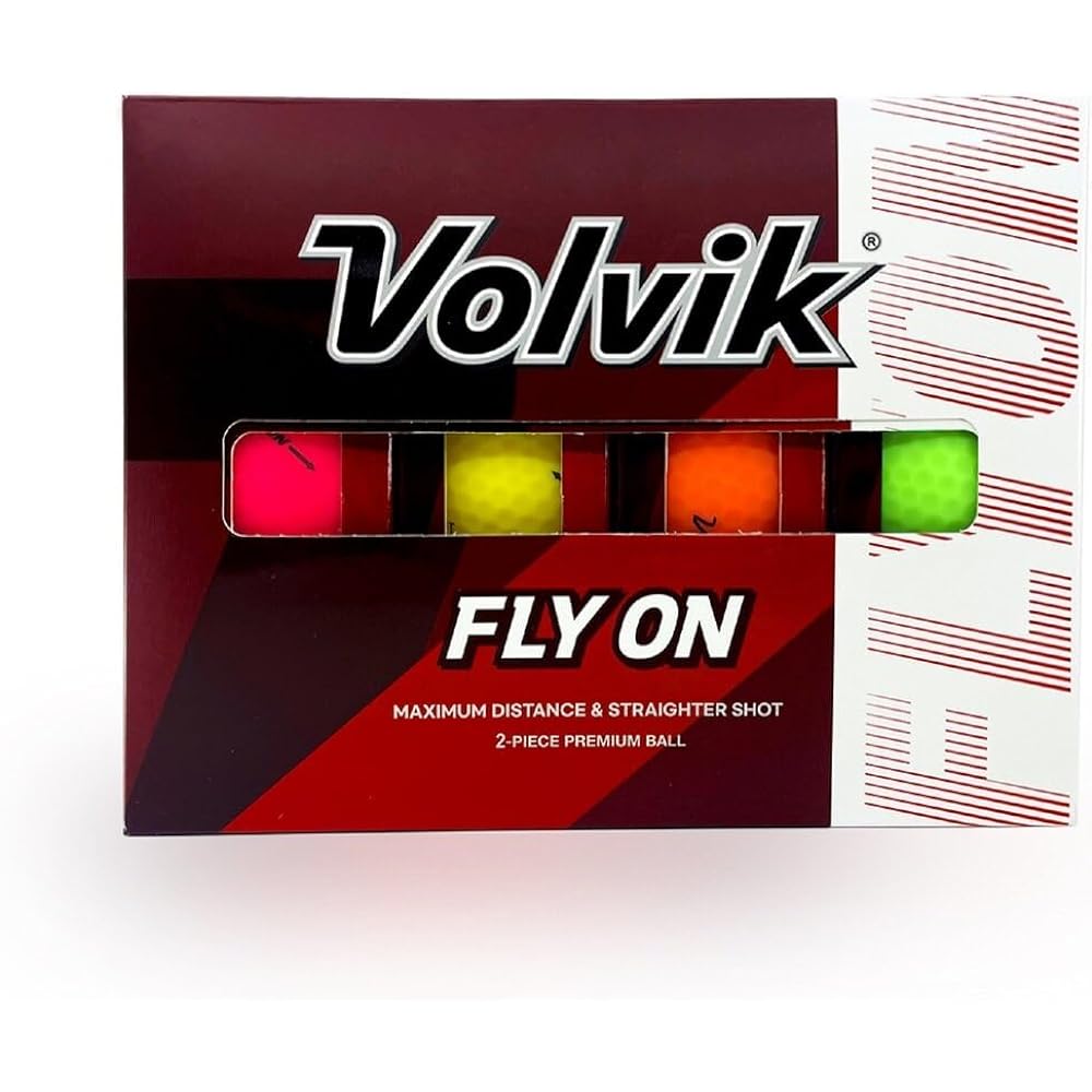 Volvik Volvik Flyon Golf Ball Matte Finish 2 Piece Construction 24 Balls Multicolor (Orange, Green, Yellow, Red)