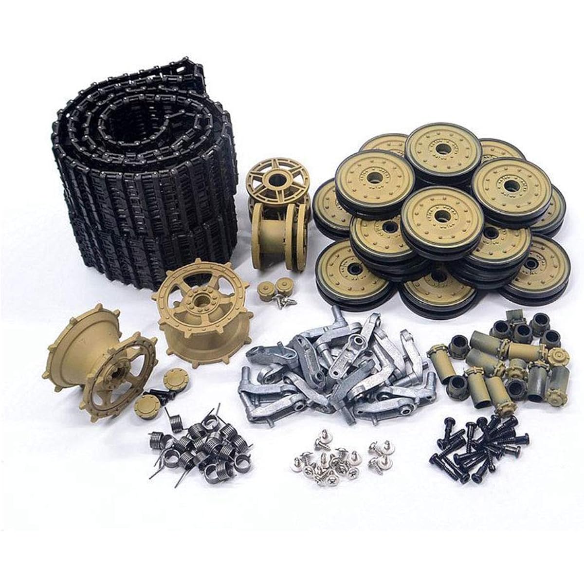 RC remote control tank upgrade repair and modification parts Original plastic chain belt caterpillar, driving wheel, guide wheel, load-bearing wheel, etc. Suitable for Henglong 1/16 German Tiger King heavy tank (3888A) (Full plastic kit)
