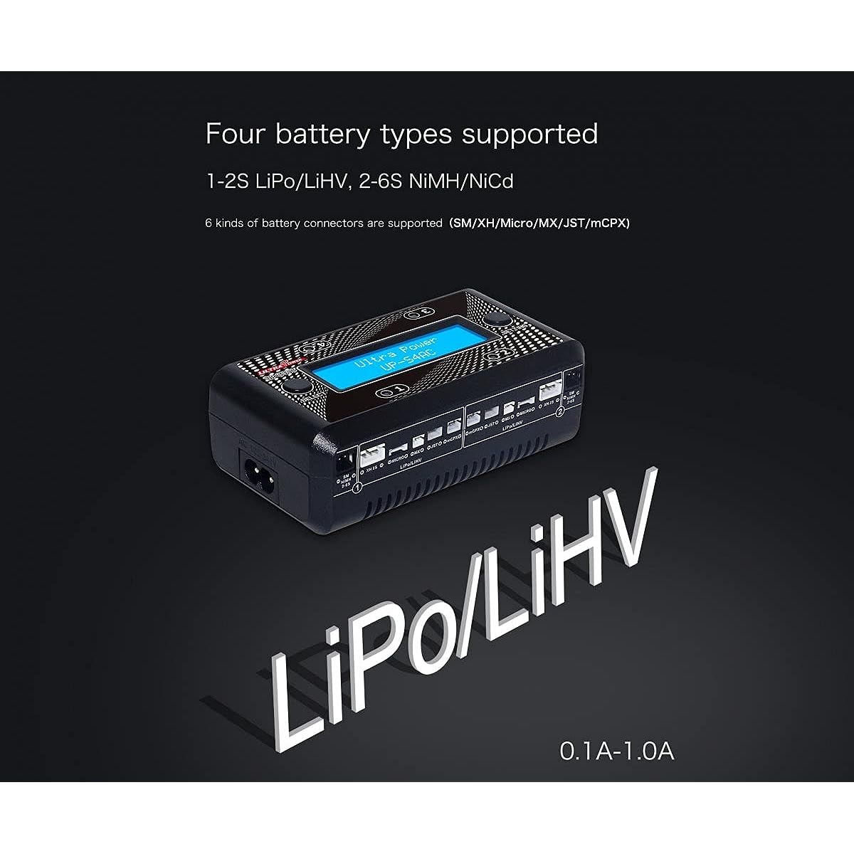 UltraPower Drone Charger Walkera LiPo Battery Charger [1-2S Lipo/LiHV, 2-6S NiMH/NiCd] [Compatible with SM XH Micro MX JST mCPX] UP-S4AC