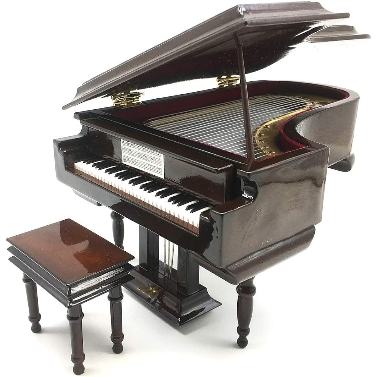 SHTWX Piano Music Box with Bench Black Case Music Box Christmas/Birthday/Valentine's Day Gift Melody Spirited Away