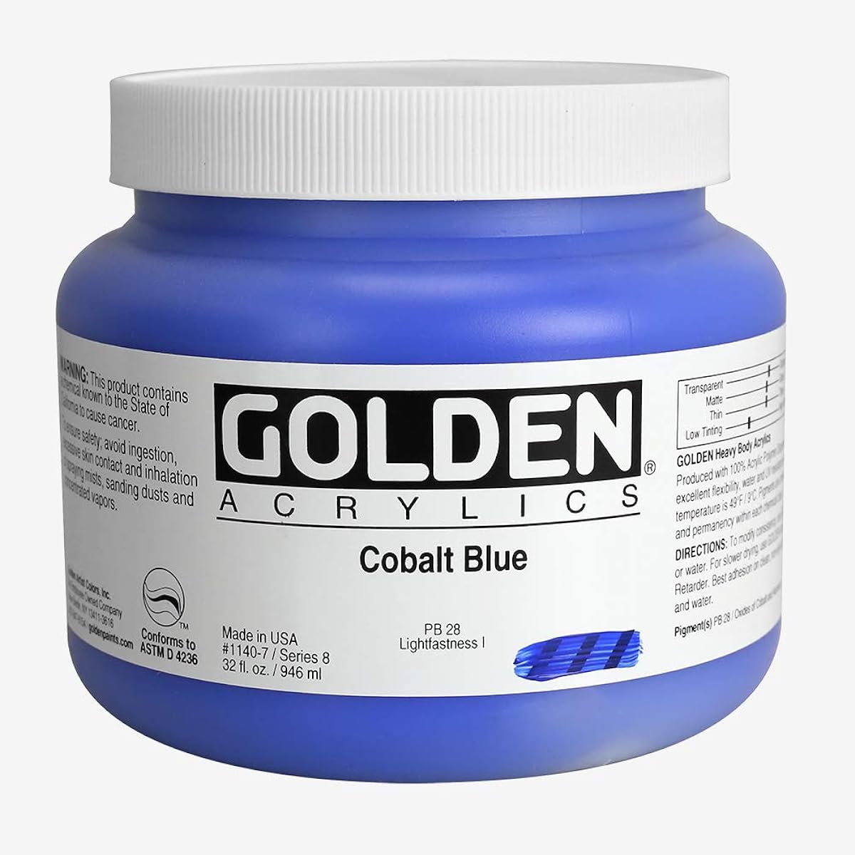 Golden Thick Chunk Acrylic Paint 32 oz jar Blue 11407