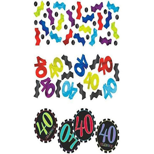 amscan 40 years old 3 pack mixed confetti