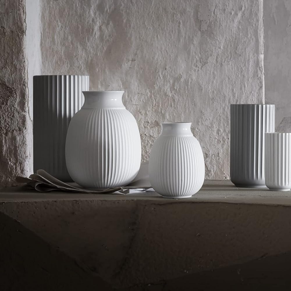 [Lyngby Porcelaen]Lyngby Curve Vase White & Matte White H12,5cm 20540 Curve Base Lyngby Porcelaen Vase