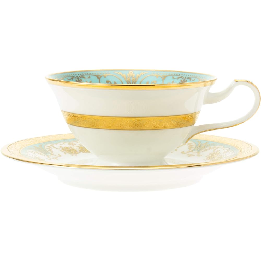 Noritake Cup & Saucer (Coffee Tea) 220cc Georgian Turquoise Bone China T59587/4857