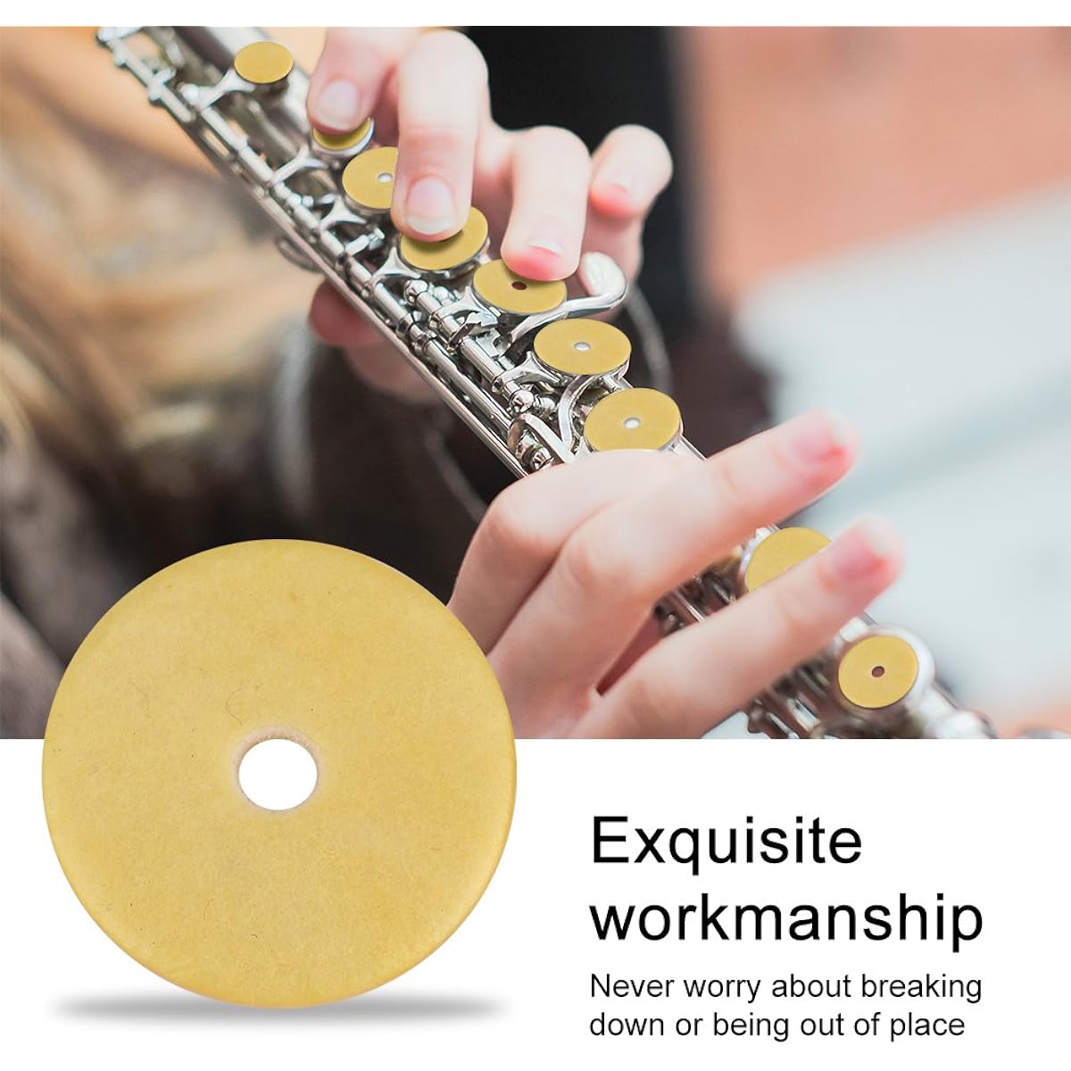 Vbest life Flute Pad Set 16 Pieces Durable Flute Pad Set for Flute Yellow