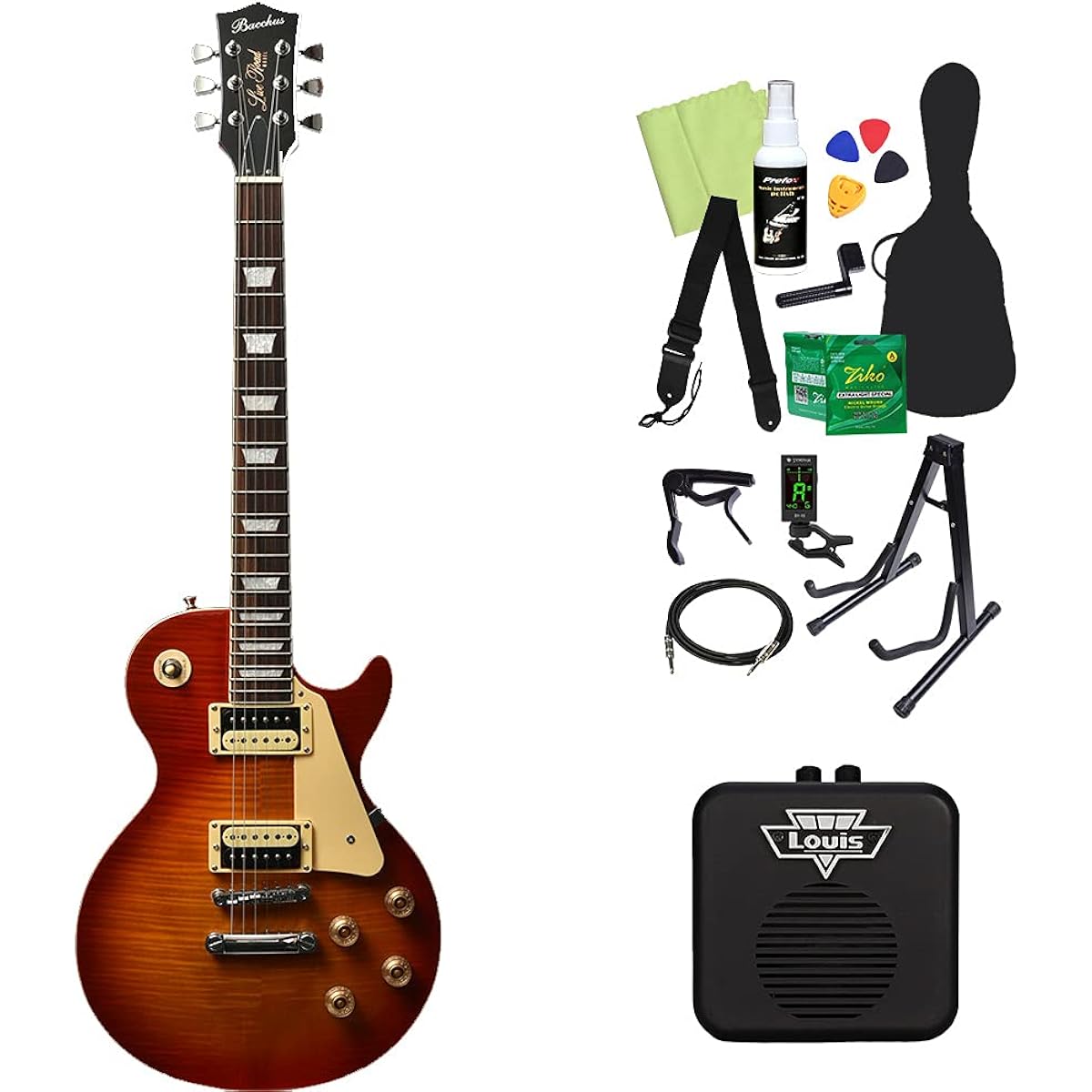 Bacchus BLP-FMH/R CS Electric Guitar Beginner 14-piece Set [With Mini Amplifier] Cherry Sunburst Bacchus