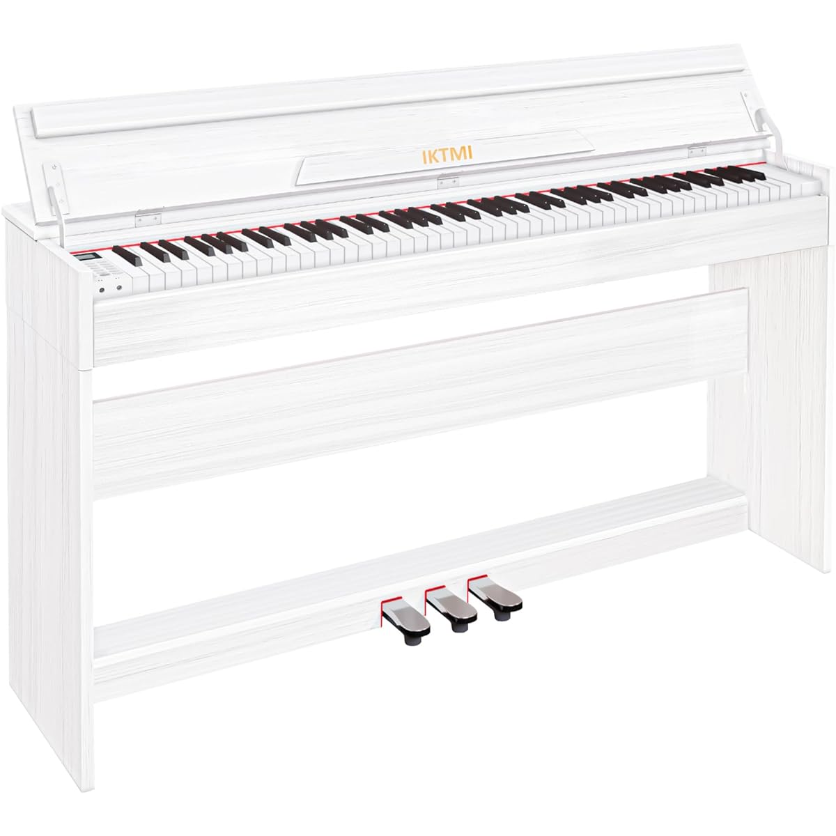 IKTMI Wooden Digital Piano 88 Keys Piano 88 Keys Upright Piano Electronic Piano Body Integrated Stand Digital Piano with Pedal Function Box MIDI Compatible For Children Beginners Adults Practice Piano Cover Included White