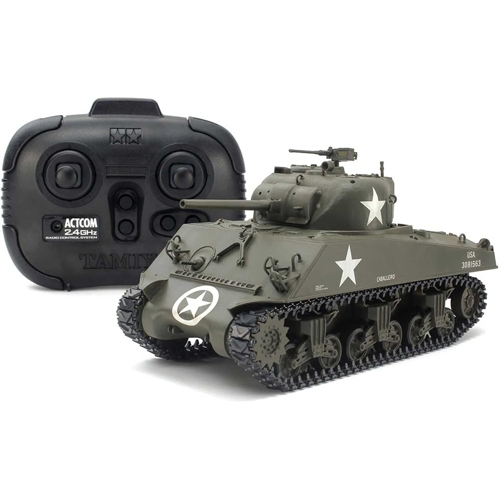 TAMIYA 1/35 RC Tank Series No.17 American M4A3 Sherman Tank Assembly Kit with Dedicated Propo 48217