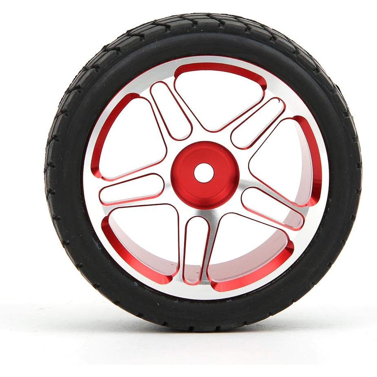 Drfeify RC Wheel Tire Aluminum Alloy Remote Control Car Wheel Hub 4pcs RC Car Tire for 1/10 RC Model Car (Red)