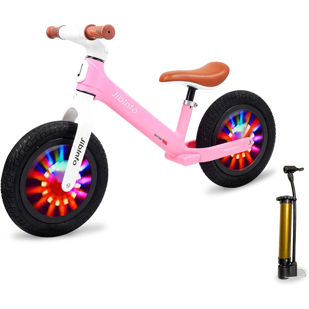 Colorful Lighting Kids Balance Bike Toddler Balance Bike for Ages 2 to 6, Soft & Adjustable Seat, Silent Wheel Design, 360° Unlimited Steering Handlebar, Pedal-Free Training Bike, 2 Year Old Gift