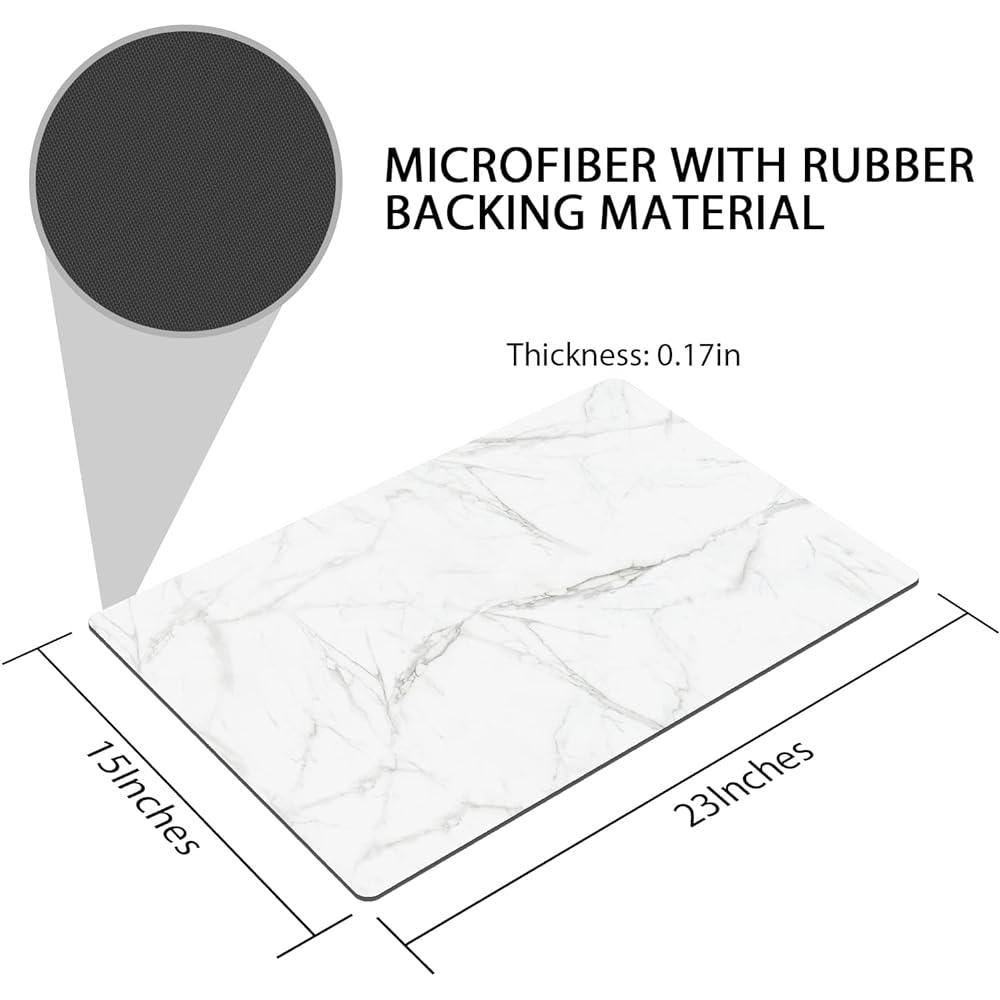 GOYLSER White Bath Mat for Bathroom Anti-Slip Bath Floor Mat Washable Bathroom Runner White Bathroom Rug Cut Fit Quick Dry Plain White Bath Mat for Bathroom (White Marble)