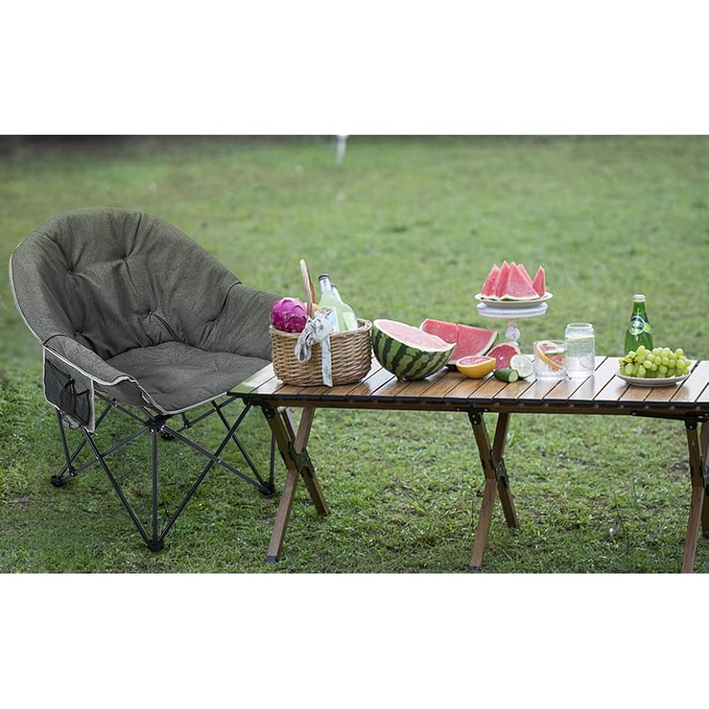 【limited! ] SOLO UP Outdoor Chair Moon Chair Detachable Seat Camping Chair Folding Chair with Mesh Pocket and Storage Bag M-2254