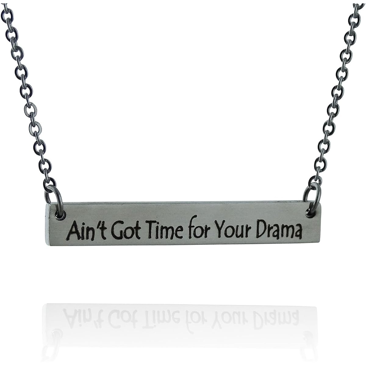 fashionjunkie4life Mama Llama, Ain't Got Time For Your Drama, Double Sided Stainless Steel Bar Necklace