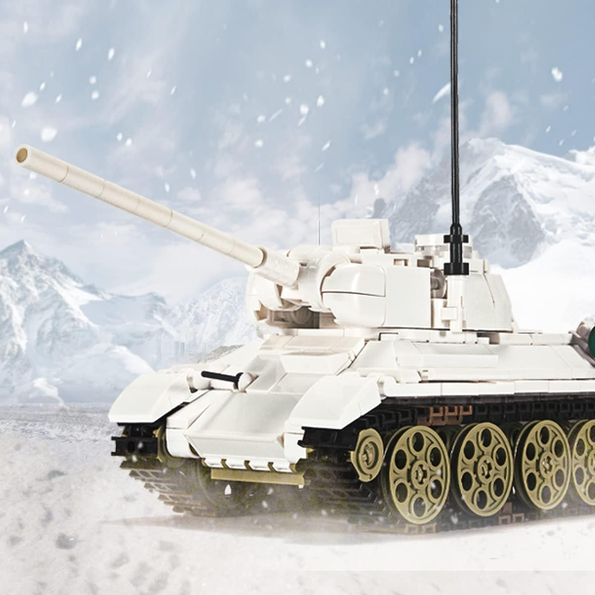 DAHONPA T-34 White Tank Army Building Blocks (518 Pieces) WW2 Military History Collection Model with 2 Soldier Figures Kids and Adults Toy Gift