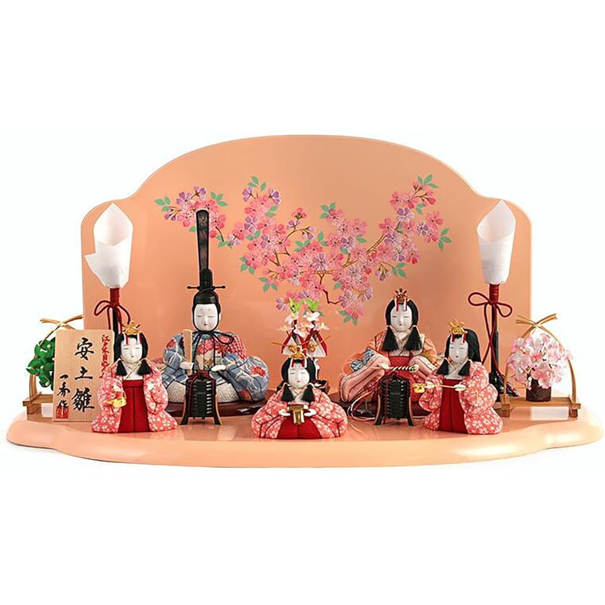 Isshu Five-person Azuchi Hina Doll 15-6 Wood-grain Doll I-21