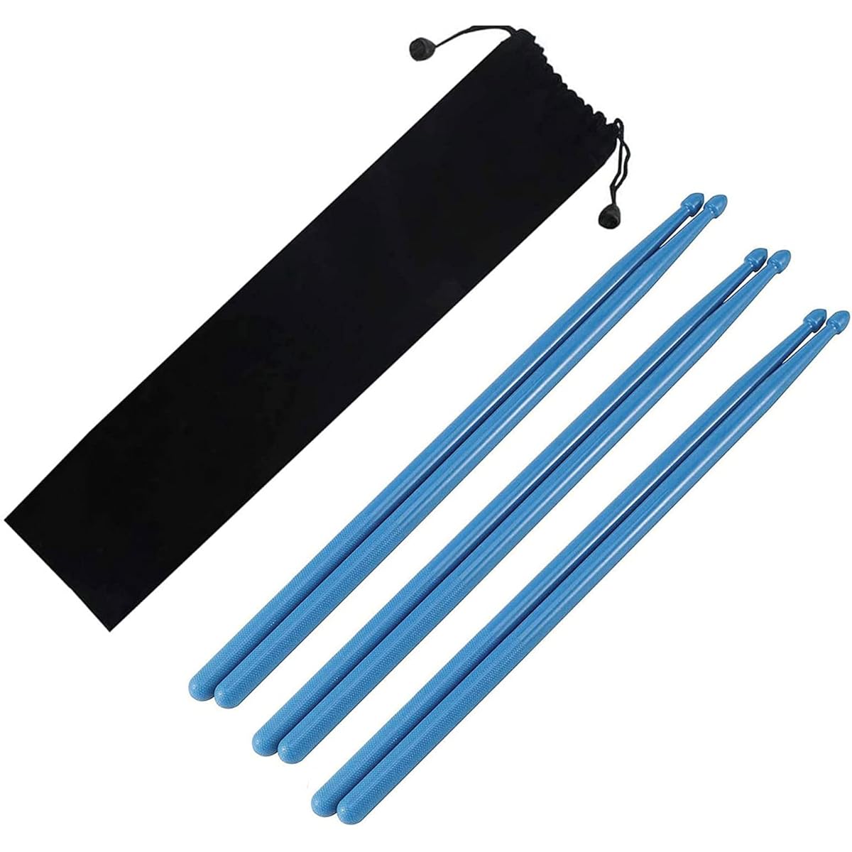 Jiayouy 5A Nylon Drumstick Sticks Set of 3 Fluorescent Light Up Drumsticks for Drums, Glow in the Dark Night Light Drumsticks for Adults Kids Professional Blue Fluorescent