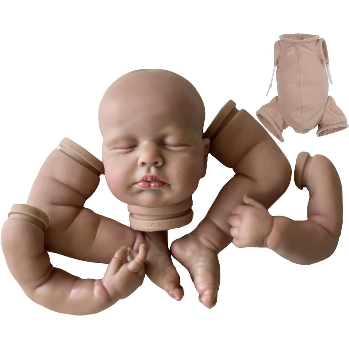 ACESTAR Reborn Doll Kit Already Painted 18-20 Inch Soft Simulation Silicone Vinyl Baby Doll Kit DIY Supplies # DK6619T Closed Eyes