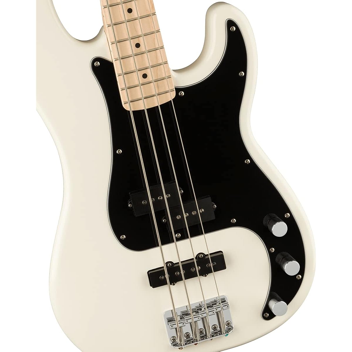 Squier by Fender Electric Bass Affinity Series™ Precision Bass® PJ, Maple Fingerboard, Black Pickguard, Olympic White with Soft Case