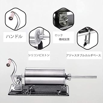 Generic 6-Pod Manual Sausage Maker Sausage Stuffer Stainless Steel Homemade Horizontal Meat Filling Kitchen Machine with 8 Stuffing Tubes Sausage Filler Sheep Intestine Handmade