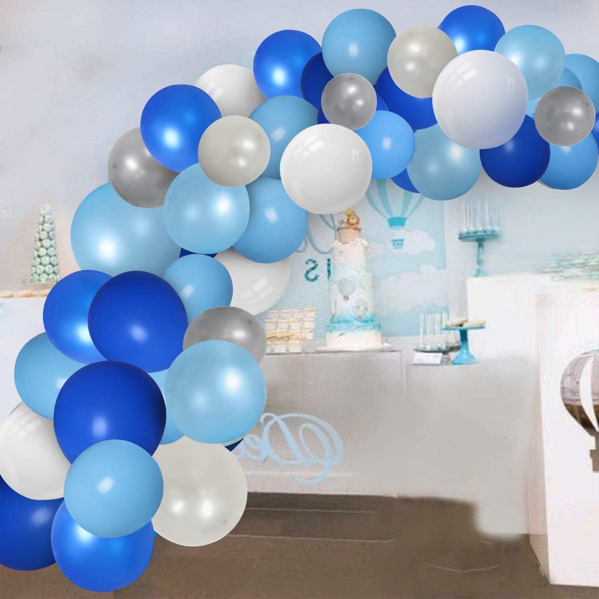 Blue Balloon Garland Kit Silver Blue Balloon Arch Kit Men Boys Birthday Decorations Baby Shower 105 Pieces