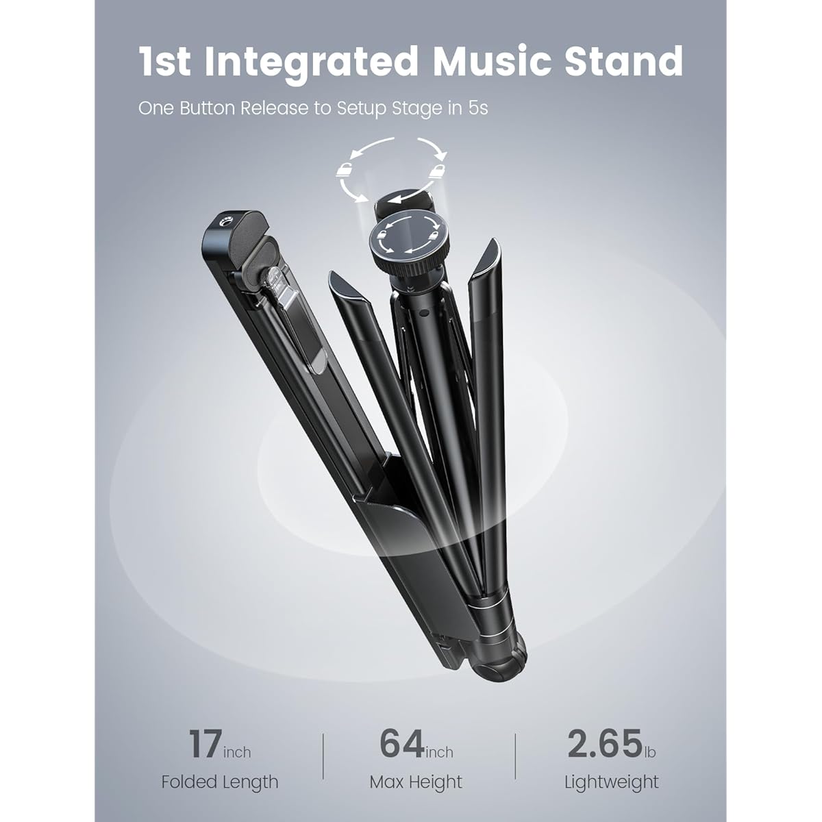 ANXRE Music Stand for Sheet Music, Portable Foldable Music Stand with Carry Bag for Kids/Adults/School/Orchestra/Symphony/Travel/Home