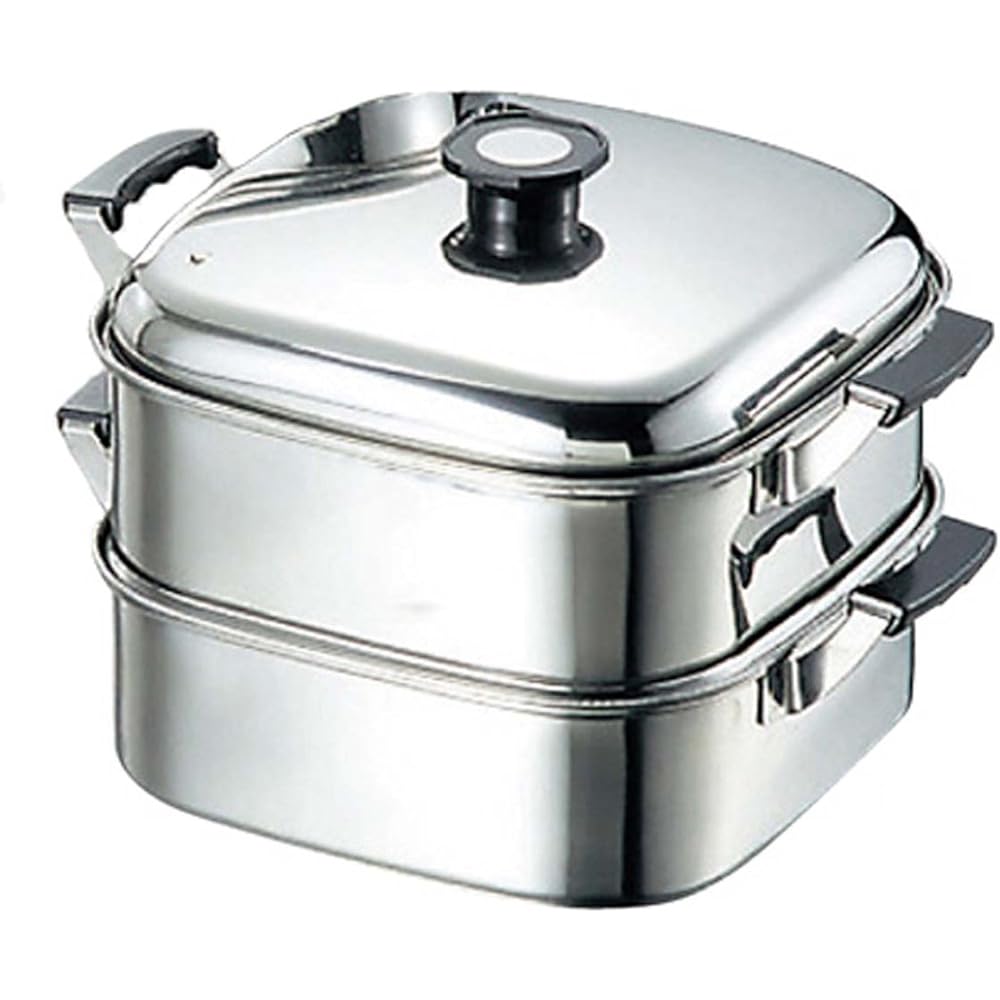 Takekoshi Kogyo Square Steamer 29cm 2 Tiers 18-8 Stainless Steel Resin Part: Phenol Resin Japan AMS68292