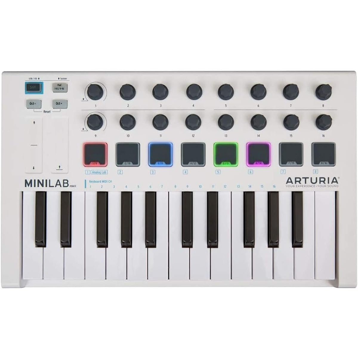 Arturia MiniLab MkII 25 Slim Key Controller Bundle 3.0 with 4-Port USB Hub (2 Items)