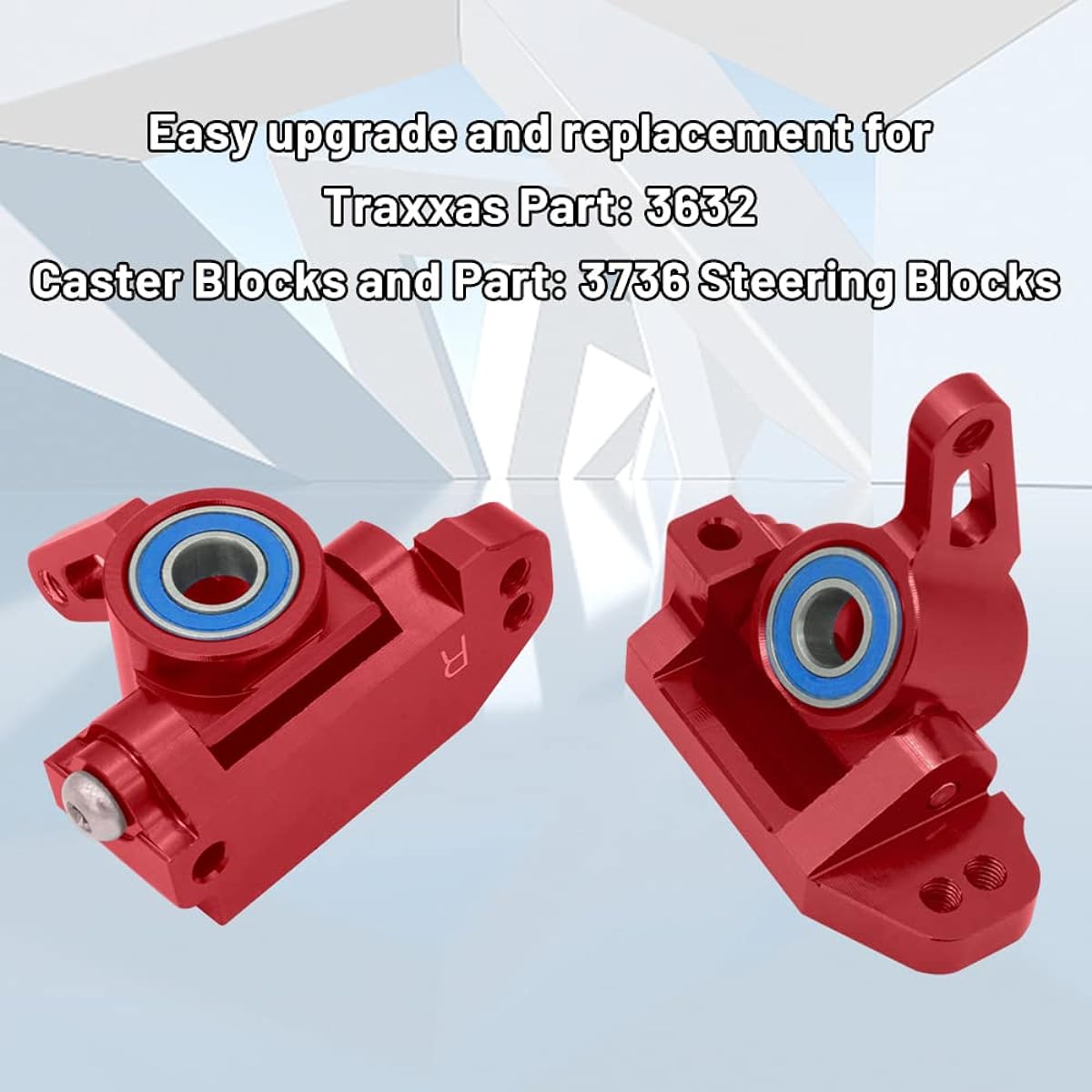 OGRC Aluminum Front Caster Block & Steering Block and Rear Stub Axle Carrier Kit with Ball Bearing Upgrade Parts for Traxxas 1/10 2WD Slash Stampede Rustler 3632 3736 3752 (Red)