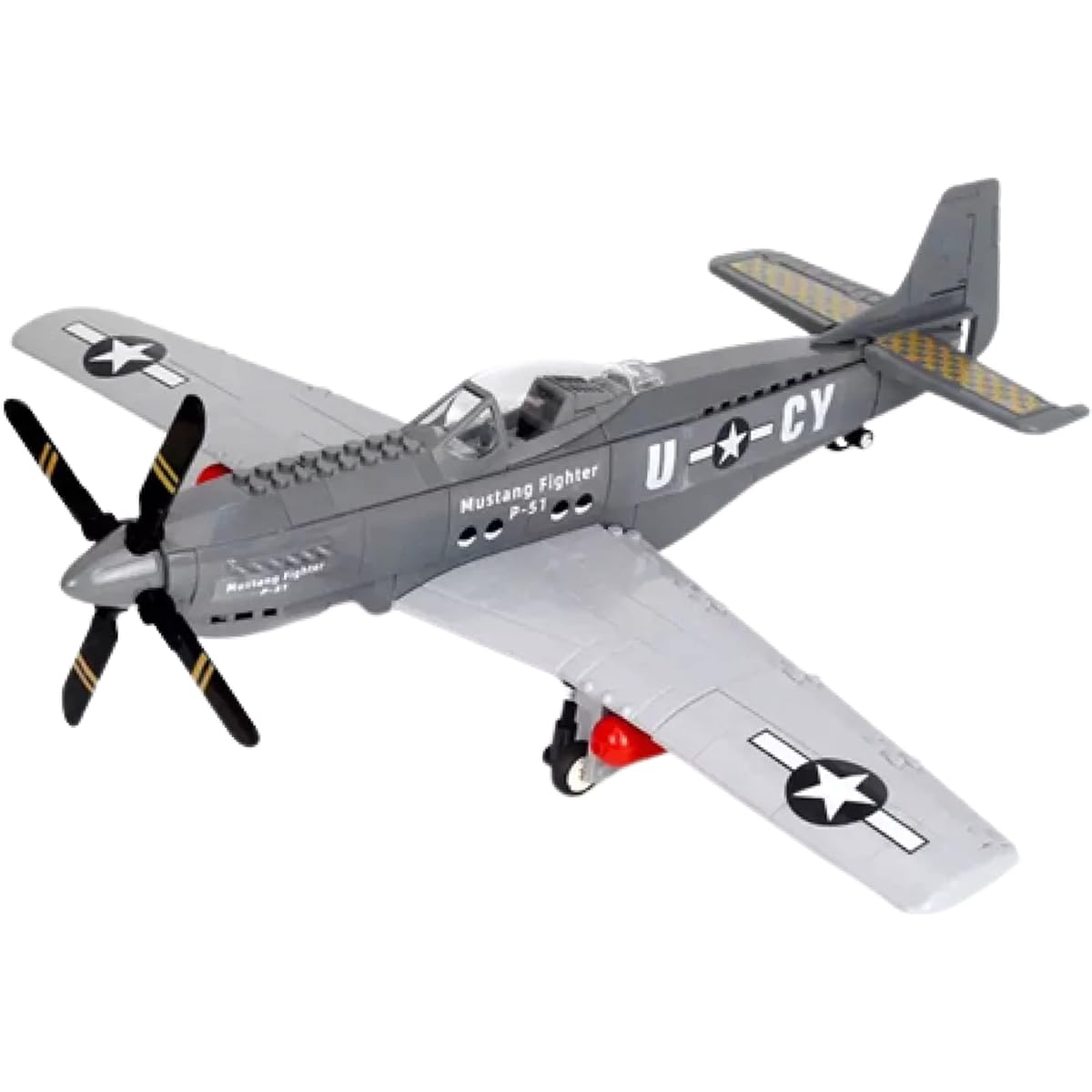 General Jim North American War 2 P-51 Mustang Fighter 258 Building Blocks Brick Model or Playset Building fun for adults, kids and families.