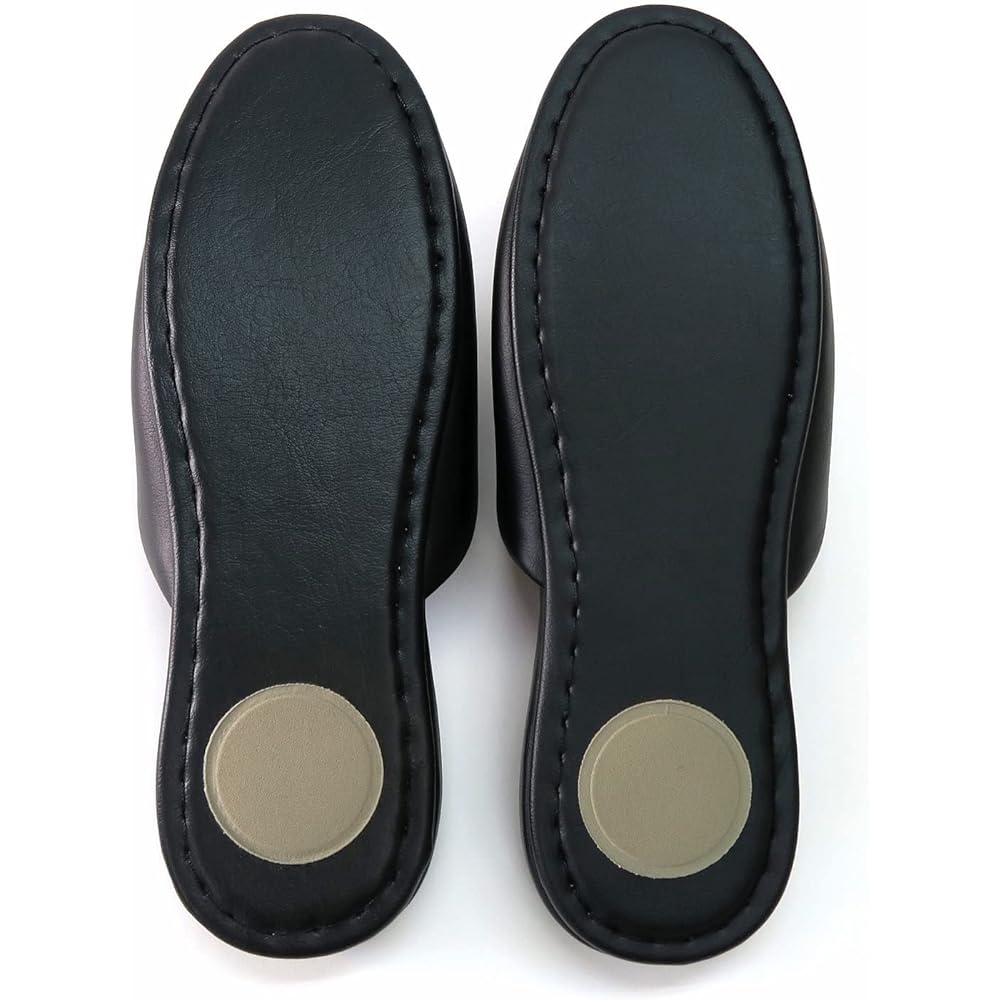 [TOKYO SLIPPER] Antibacterial leather-like vinyl slippers, black limited edition [Set of 10 pairs] [Thick sole, antibacterial treated, wipeable with water] Anti-slip, unisex, for commercial use, for guests