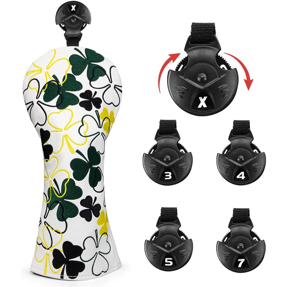Golf Head Cover Barudan Golf Club Head Cover for Wood Popular Golf Head Cover Lucky Clover Specifications Driver Cover Fairway Wood Cover Utility Cover/Hybrid Cover Blade Head Cover PU Leather Golf Club Set