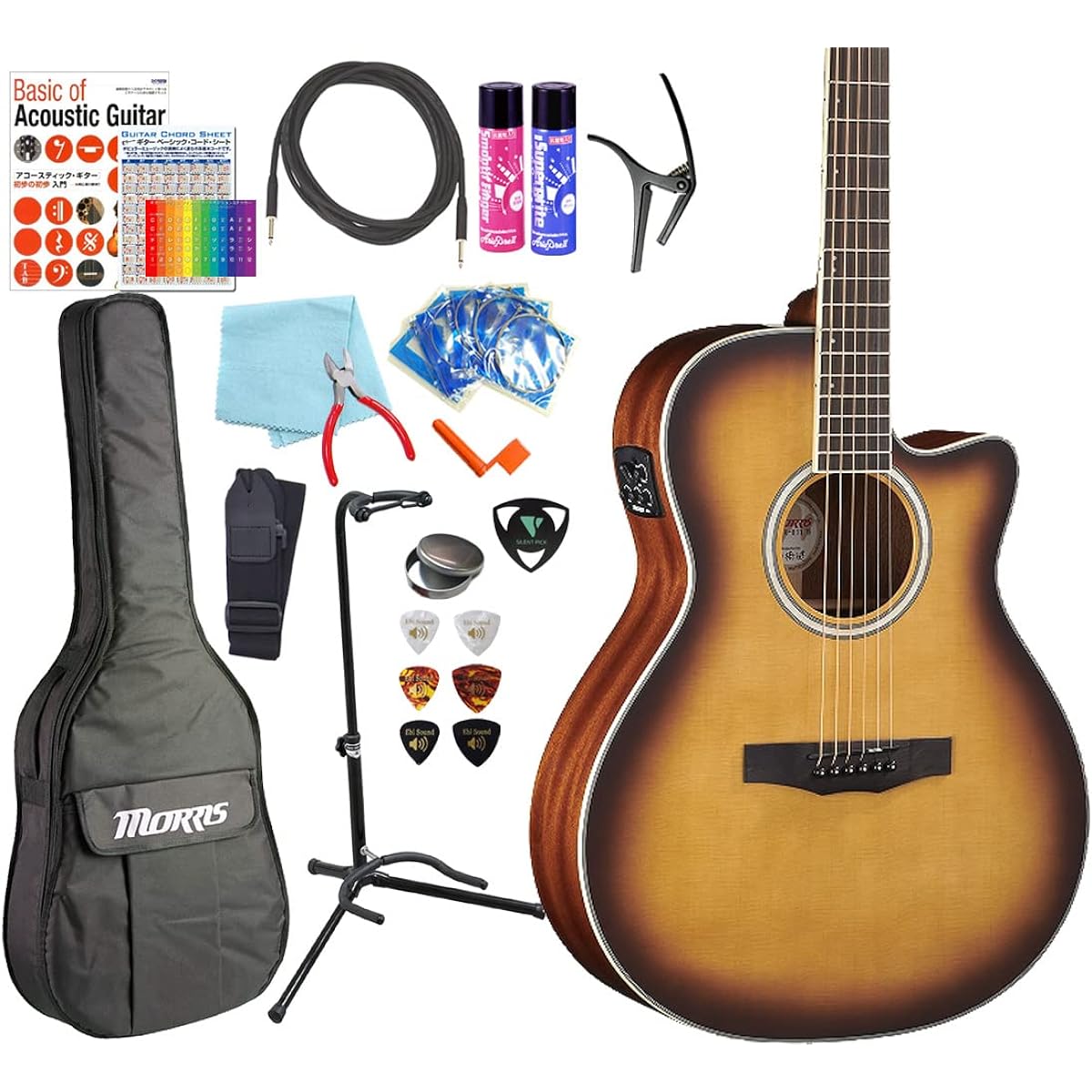 Morris Electric Acoustic MORRIS R-011 Beginner Introduction 18 Piece Set Acoustic Guitar TS [98765] [Safe to ship after inspection]