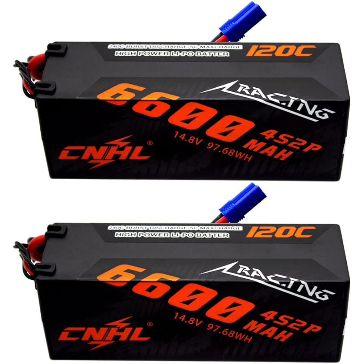 CNHL 6600mAh 4S Lipo Battery 14.8V 120C with EC5 Plug for RC Car RC Airplane/Truck Heliplane Multi-Motor Hobby DIY Parts (2 Pack)