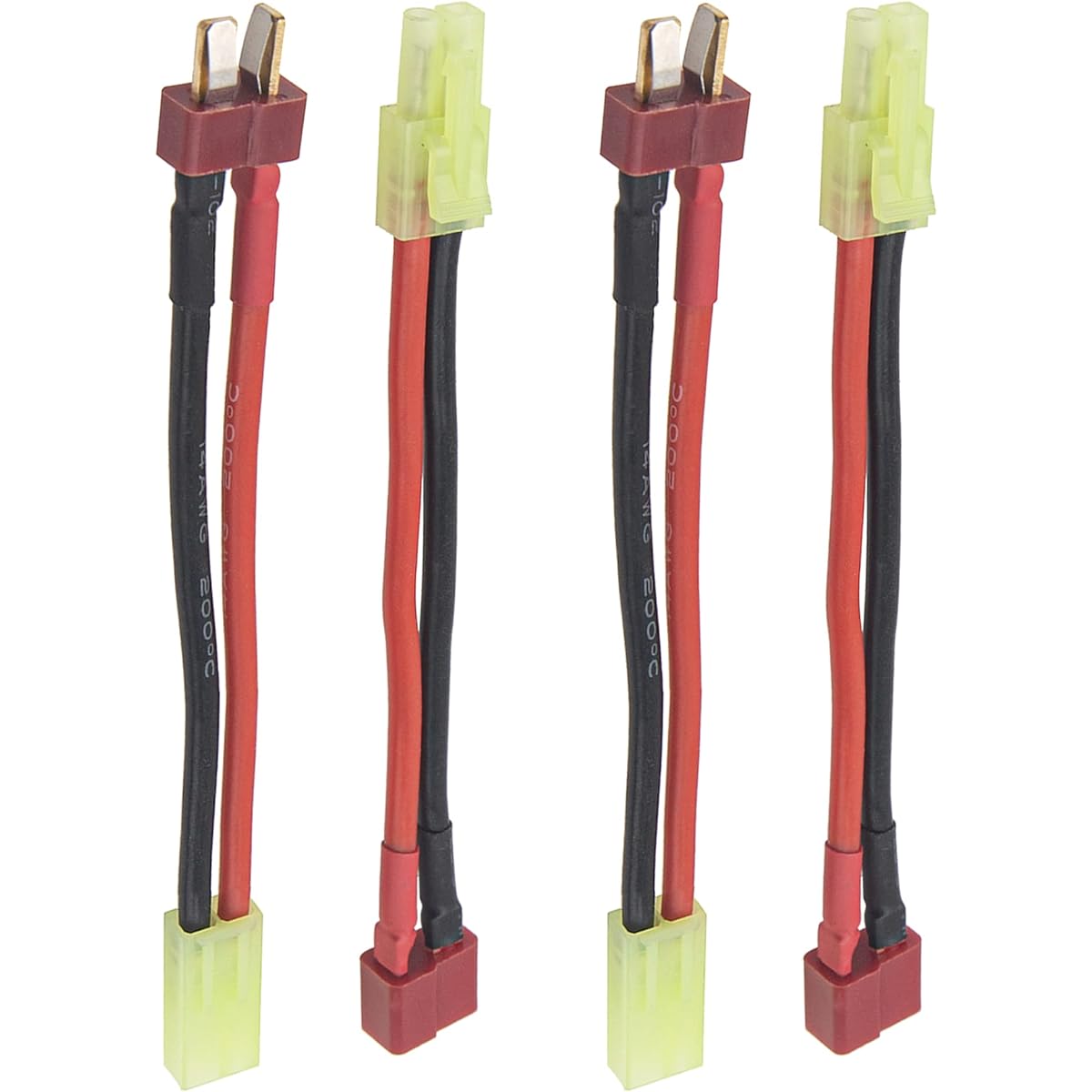 Vgoohobby Airsoft Only 2 Pairs 3.15 Inch Adapter Mini Tamiya Style Connector to Deans T Plug Male Female 16AWG Silicone Cable Wire Adapter Airsoft Battery Pack Only