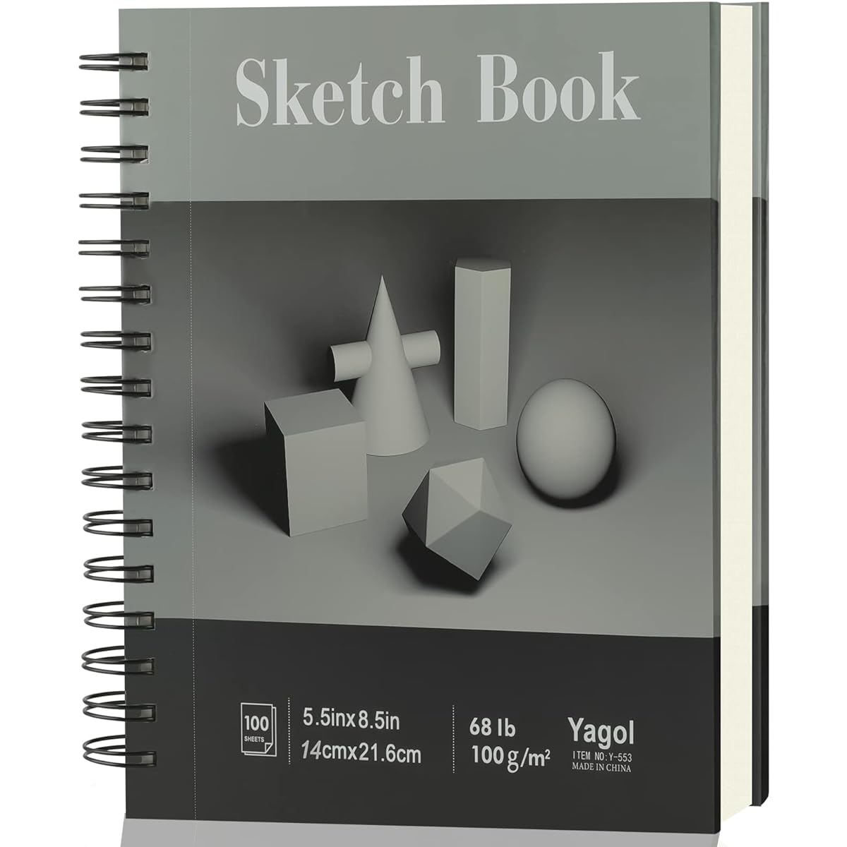 Small Sketchbook Sketchbook 5.5 x 8.5 Inch 100 Sheets 67lb/100GSM Spiral Bound Sketch Pad with Acid Free Drawing Paper and Pencil Hardcover Charcoal Dry Media.
