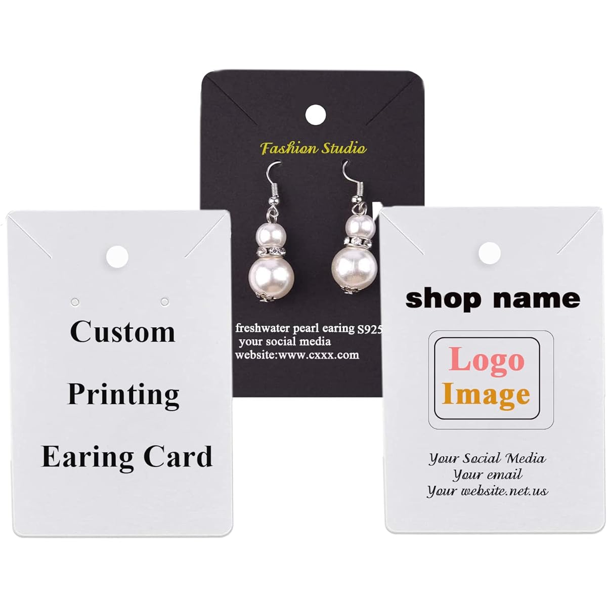 Custom Earring Display Cards Earring Holder Cards Personalized Jewelry Card Holders 200/500/1000 Packs 2.4 x 3.5 Inch 200 Pieces
