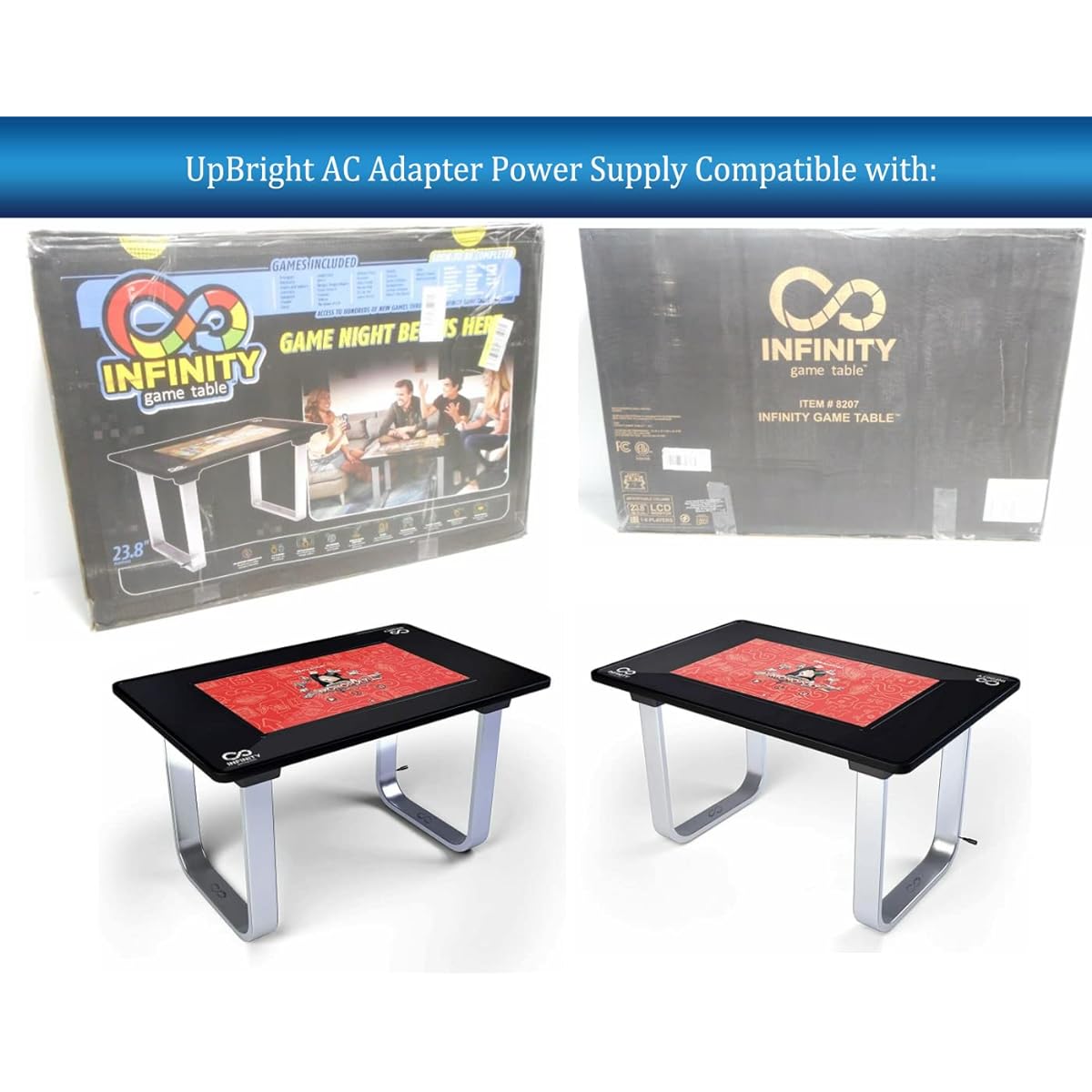 UpBright 12V AC/DC Adapter Arcade1Up Item No. 8207 ARCU1022690 24" & 32" Portable Infinity Game Table Model IGT-I-02400 IGT-I-03200 Game Arcade 1Up Power Cord Battery Charger