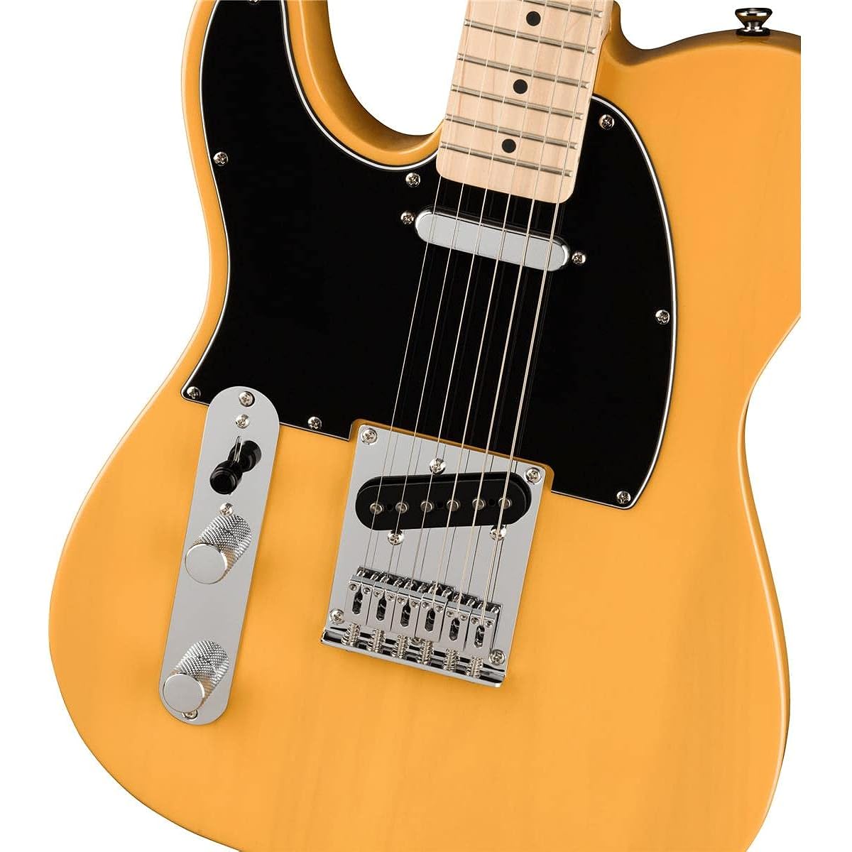 Squier by Fender Electric Guitar Affinity Series™ Telecaster® Left-Handed, Maple Fingerboard, Black Pickguard, Butterscotch Blonde with Soft Case