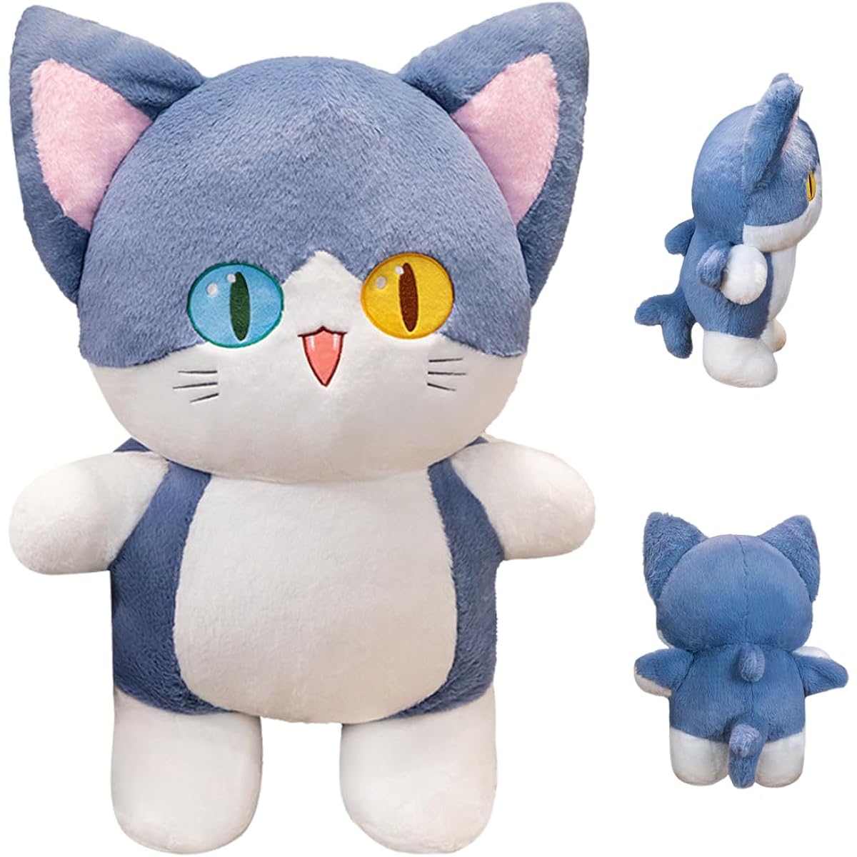 Crazy Plush Kitten with Shark Tail Cat Face Shark Stuffed Animal Shark Costume Plush Toy Shark Shaped Kitty Doll Gift, 13.7 Inch