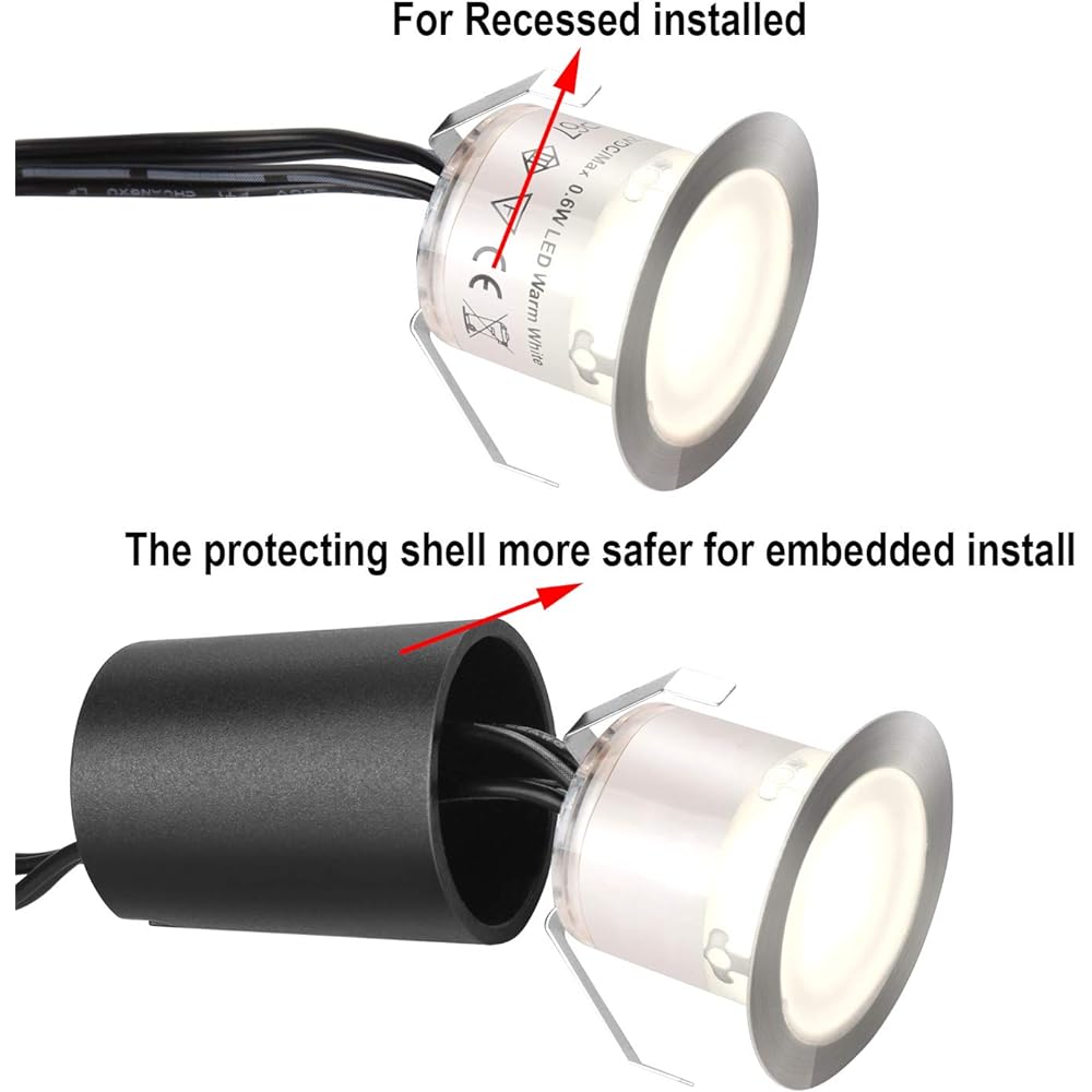 Underground Embedded Light SMY Lighting 4500k Led Light Mini for Wooden Deck Small Embedded LED Lighting Outdoor Embedded Light Garden Light φ32mm IP67 Waterproof DC12v