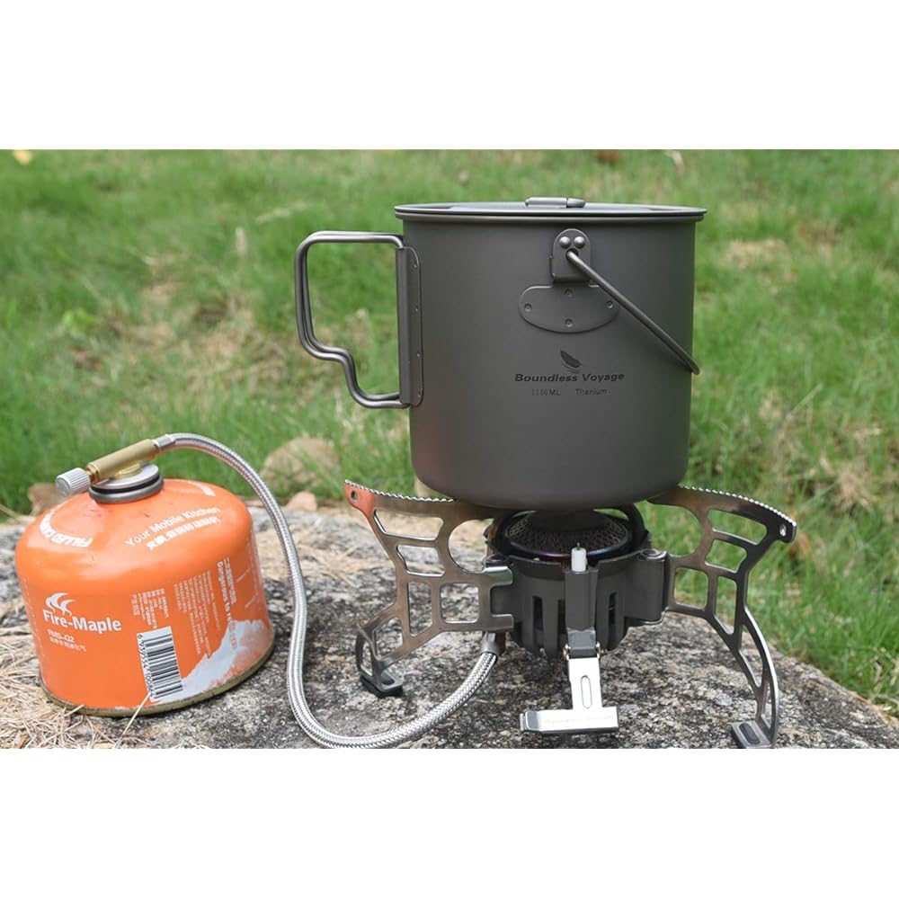 Titanium Single Mug Mug 500ml 900ml 1100ml 1250ml (with lid) Folding Handle Open Fire Ultra Light Outdoor Camping Titanium Mug (Hanging Cup 1100ml)