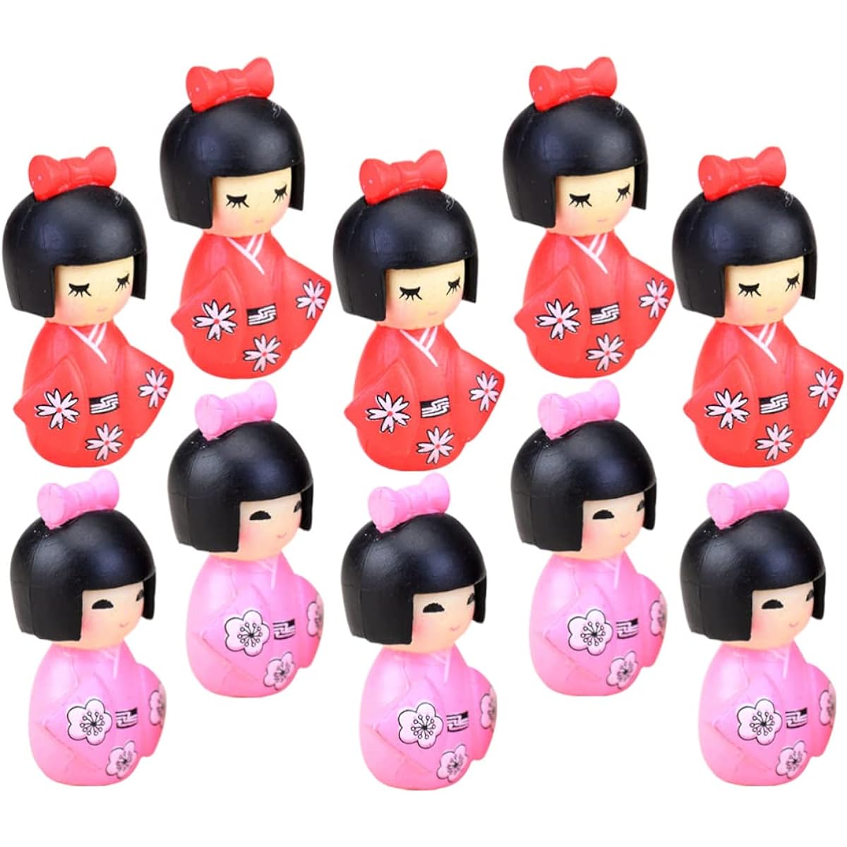 Didiseaon 10pcs Mini Japanese Geisha Kimono Dolls Miniature Asian Kimono Dolls Ornaments Oriental Doll Figurines Cupcake Toppers Wedding Dollhouse Decor